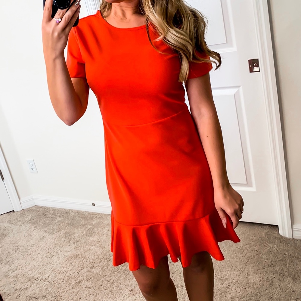 Bright Coral Ruffled Dress